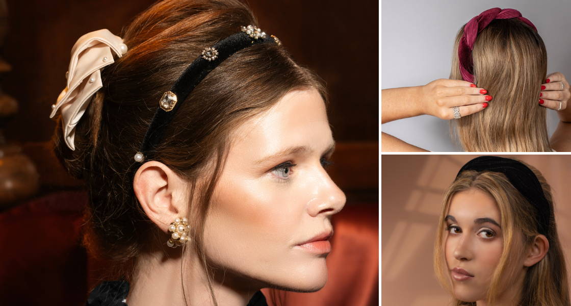 Velvet headbands for festive glamour, by TEGEN