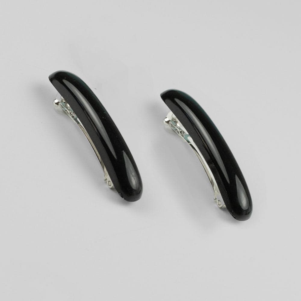 2x 6cm Mini Barrette Clips in Black French Hair Accessories at Tegen Accessories