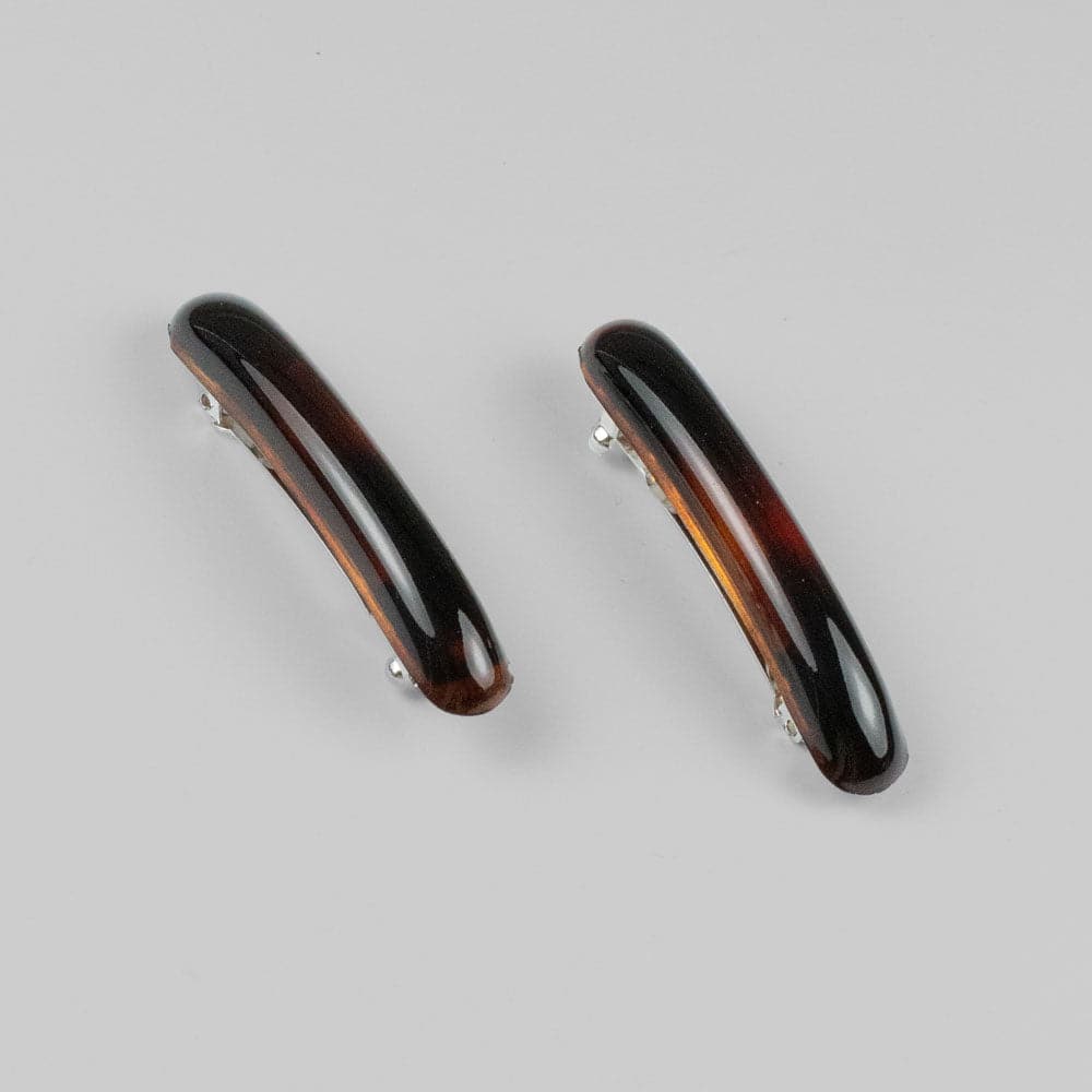 2x 6cm Mini Barrette Clips in Tortoiseshell French Hair Accessories at Tegen Accessories