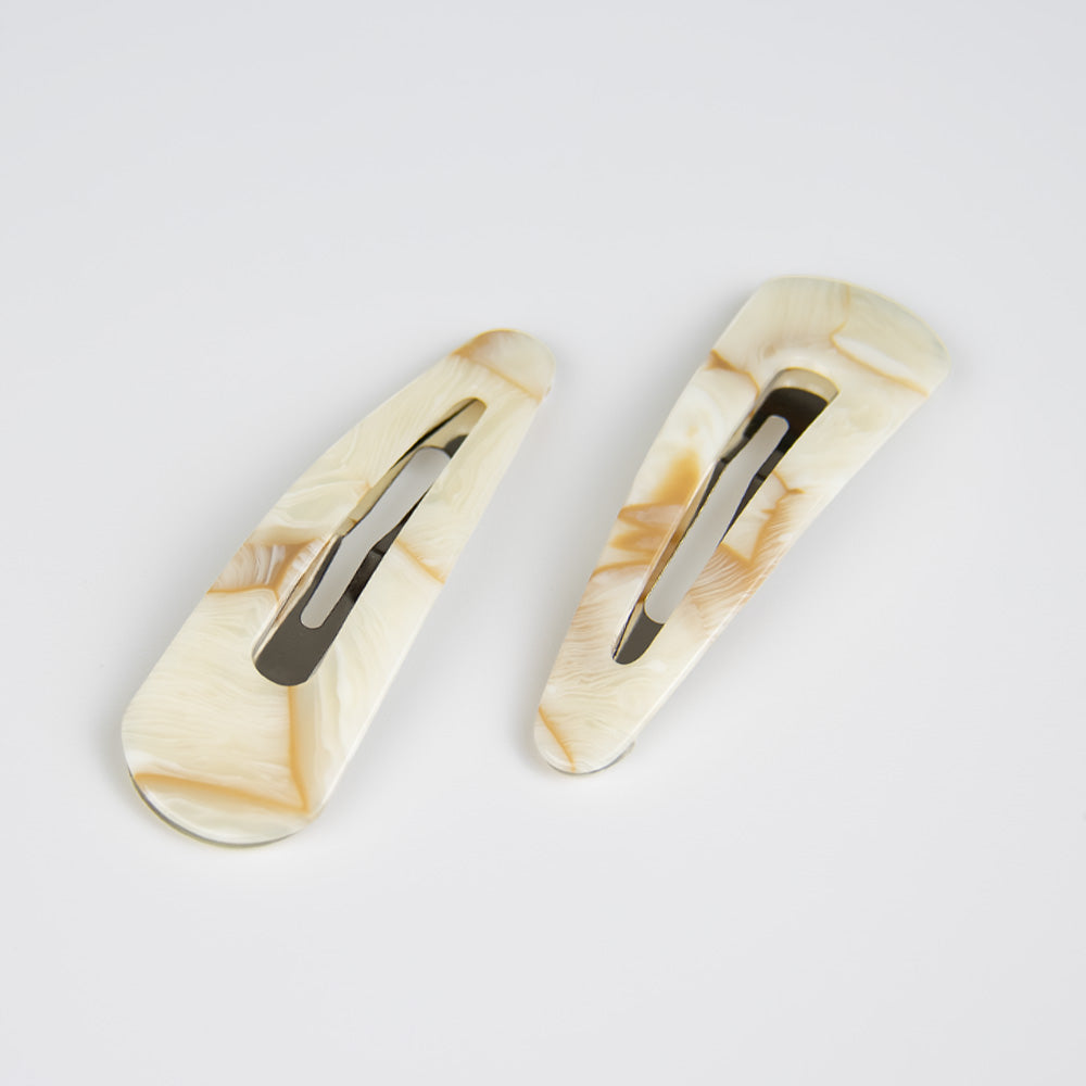 2x 7cm Snap Clips in 7cm Oat Latte Handmade French Hair Accessories at Tegen Accessories