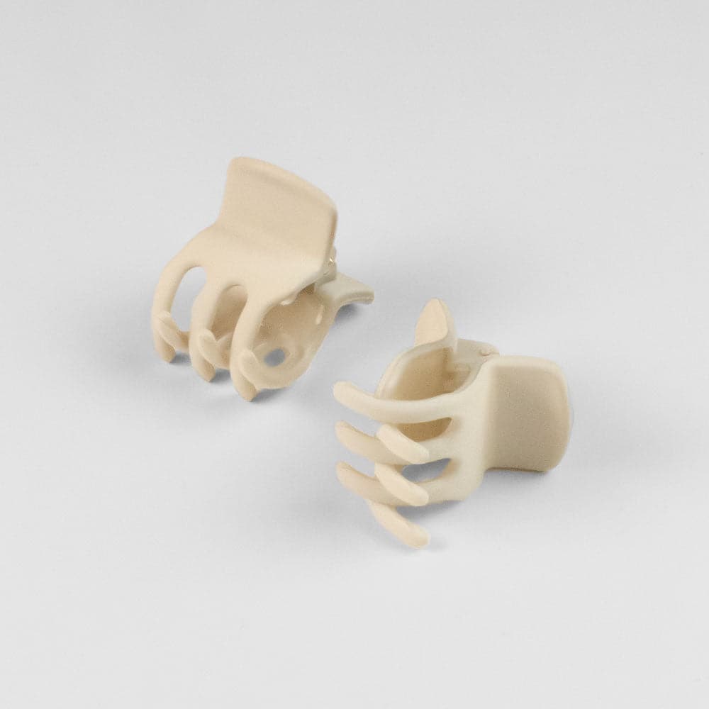 2x Matte Mini Hair Claw Clips in Ivory French Hair Accessories at Tegen Accessories