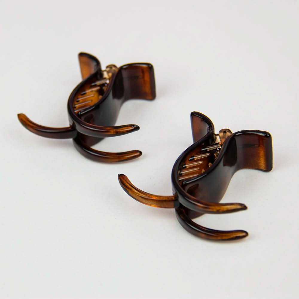 2x Extra Long Teeth Hair Claw Clips 5cm x 2cm Tortoiseshell Essentials French Hair Accessories at Tegen Accessories