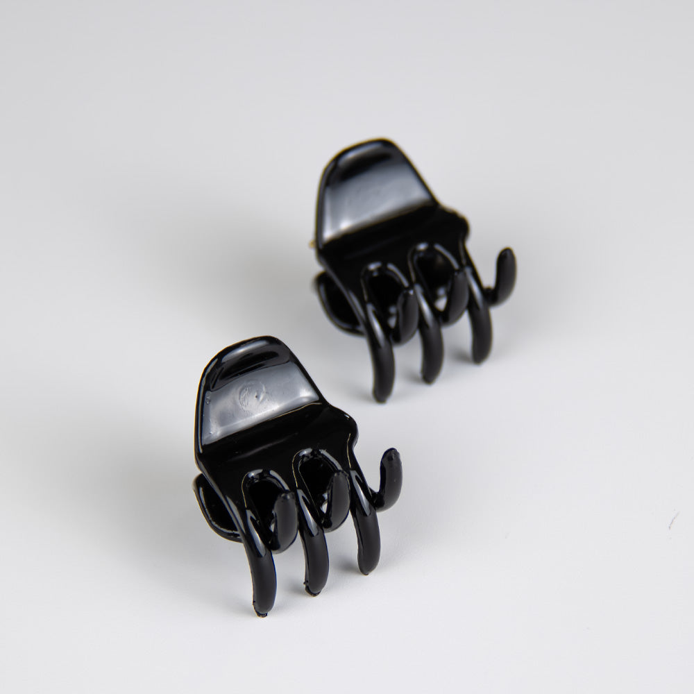 2x Mini Hair Claw Clips 3cm x 2cm Black Essentials French Hair Accessories at Tegen Accessories