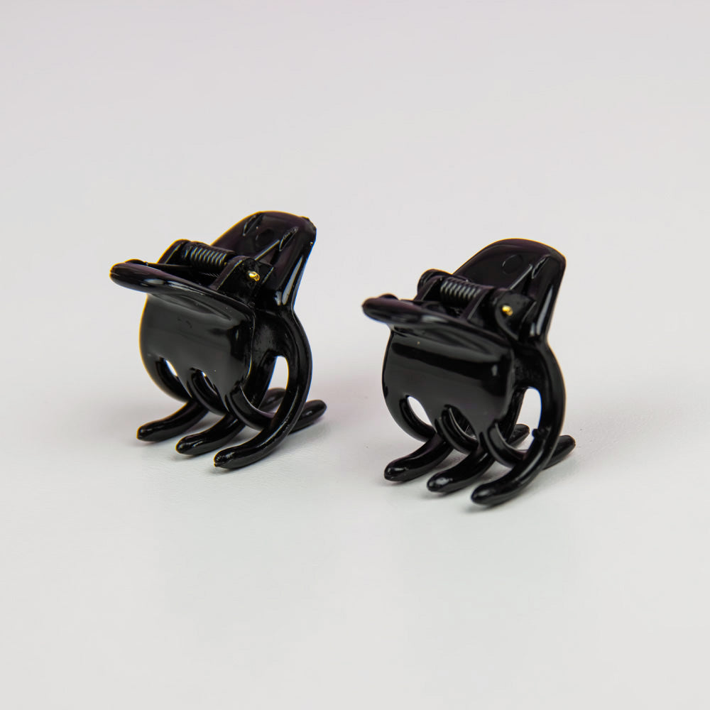 2x Mini Hair Claw Clips 3cm x 2cm Black Essentials French Hair Accessories at Tegen Accessories