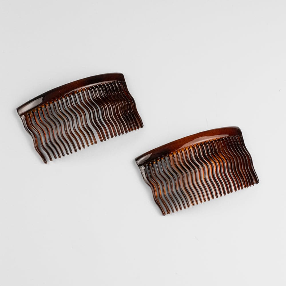 2x Waved Teeth Side Combs in Tortoiseshell Essentials French Hair Accessories at Tegen Accessories