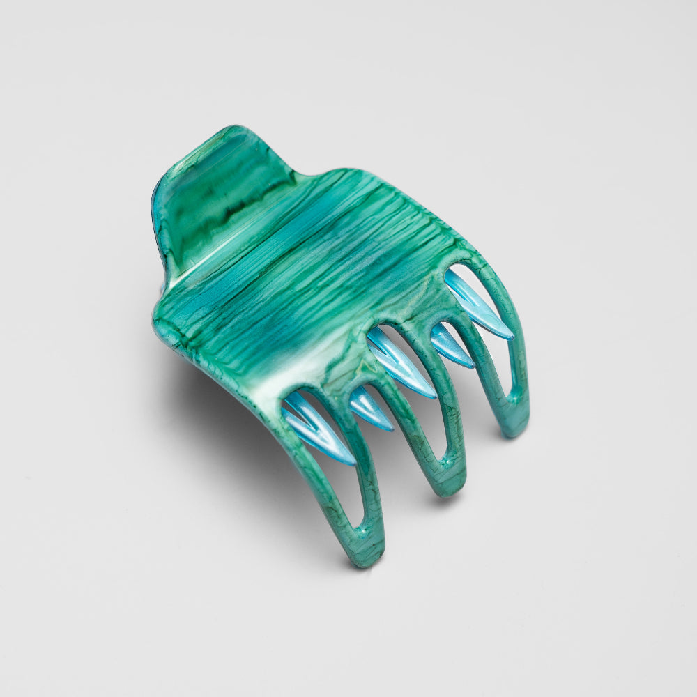 Hand painted laguna green sophia side claw at Tegen Accessories