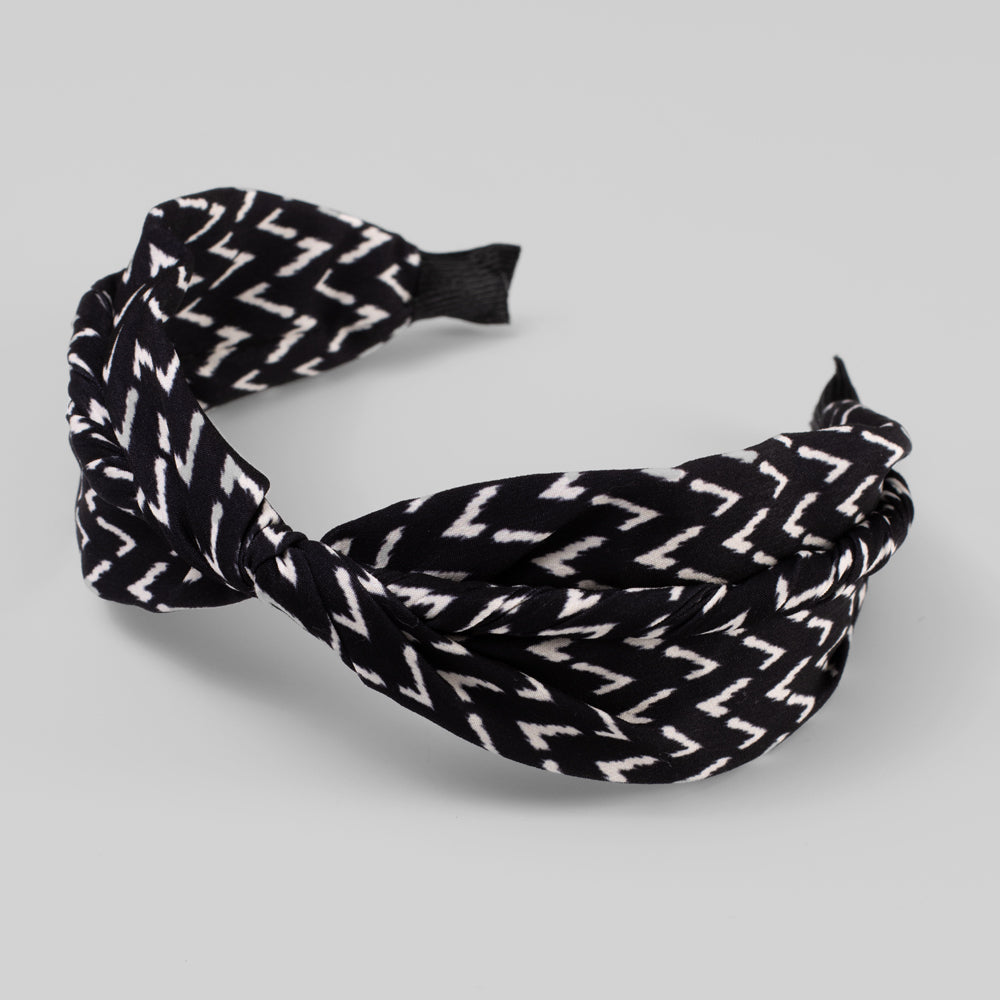 Handmade Zig Zag Print Headband Black Tegen Accessories