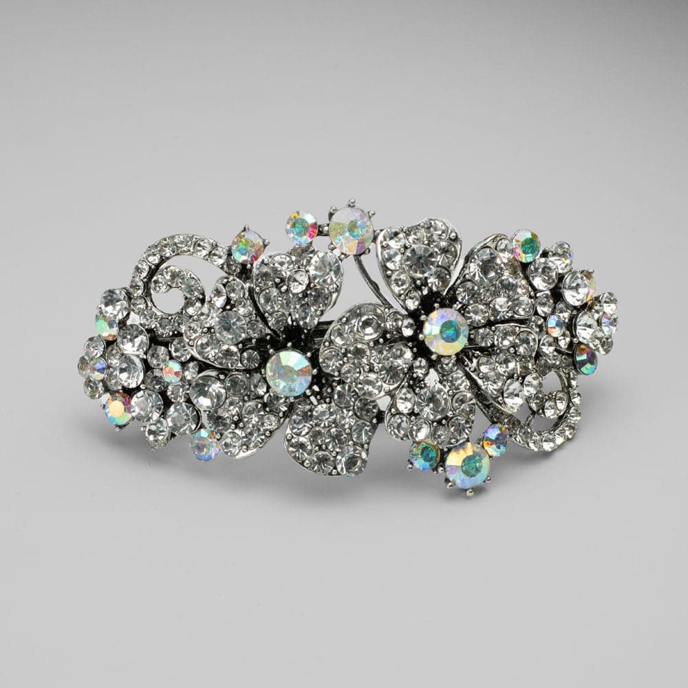 Silver Crystal Roses Barrette Clip in by Rosie Fox at Tegen Accessories