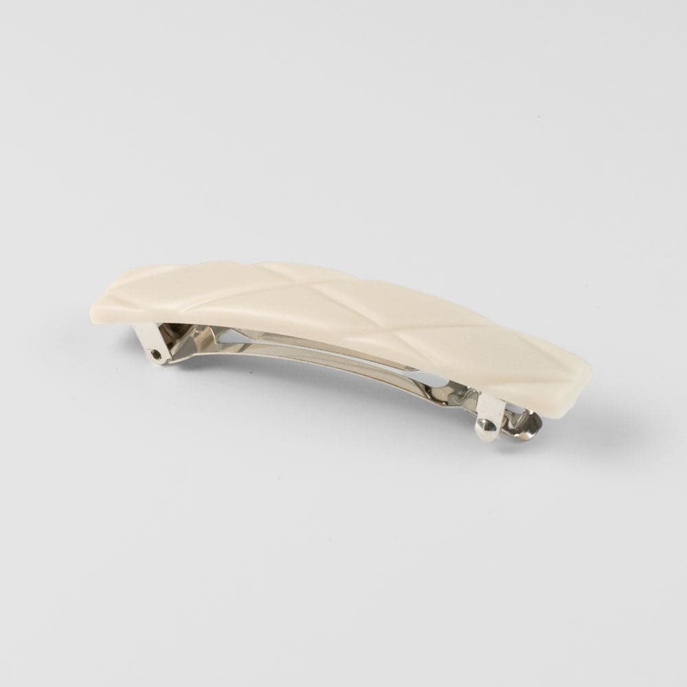 Small Cross-Hatch Barrette Clip in Ivory French Hair Accessories at Tegen Accessories