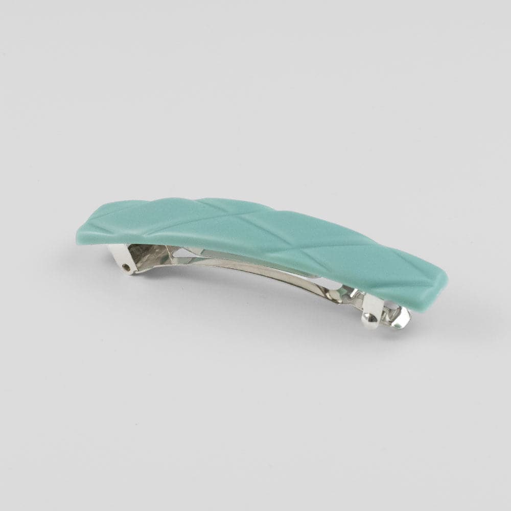 Small Cross-Hatch Barrette Clip in Sage Green French Hair Accessories at Tegen Accessories