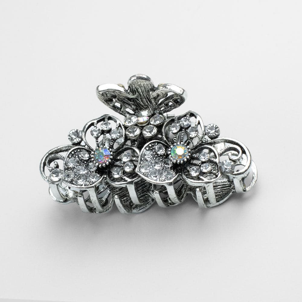 Three Flower Crystal Hair Claw in 7cm by Rosie Fox at Tegen Accessories