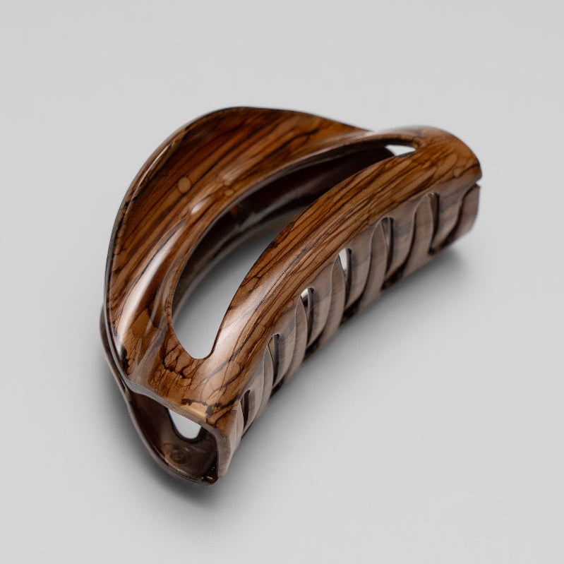 Hand painted Beachwood brown medium D shape hair claw clip at Tegen Accessories