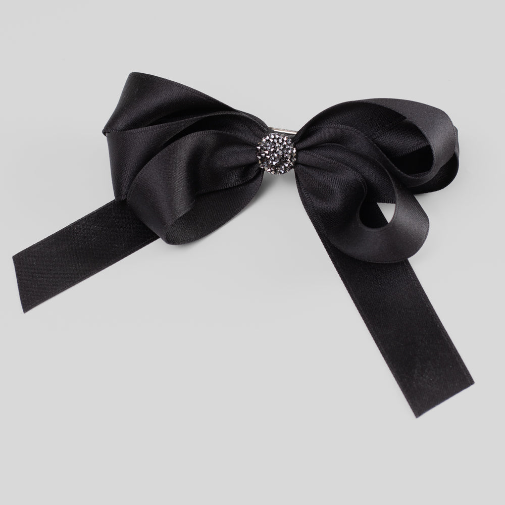Crystal Pewter Bow Barrette Crystals by Swarovski at Tegen Accessories