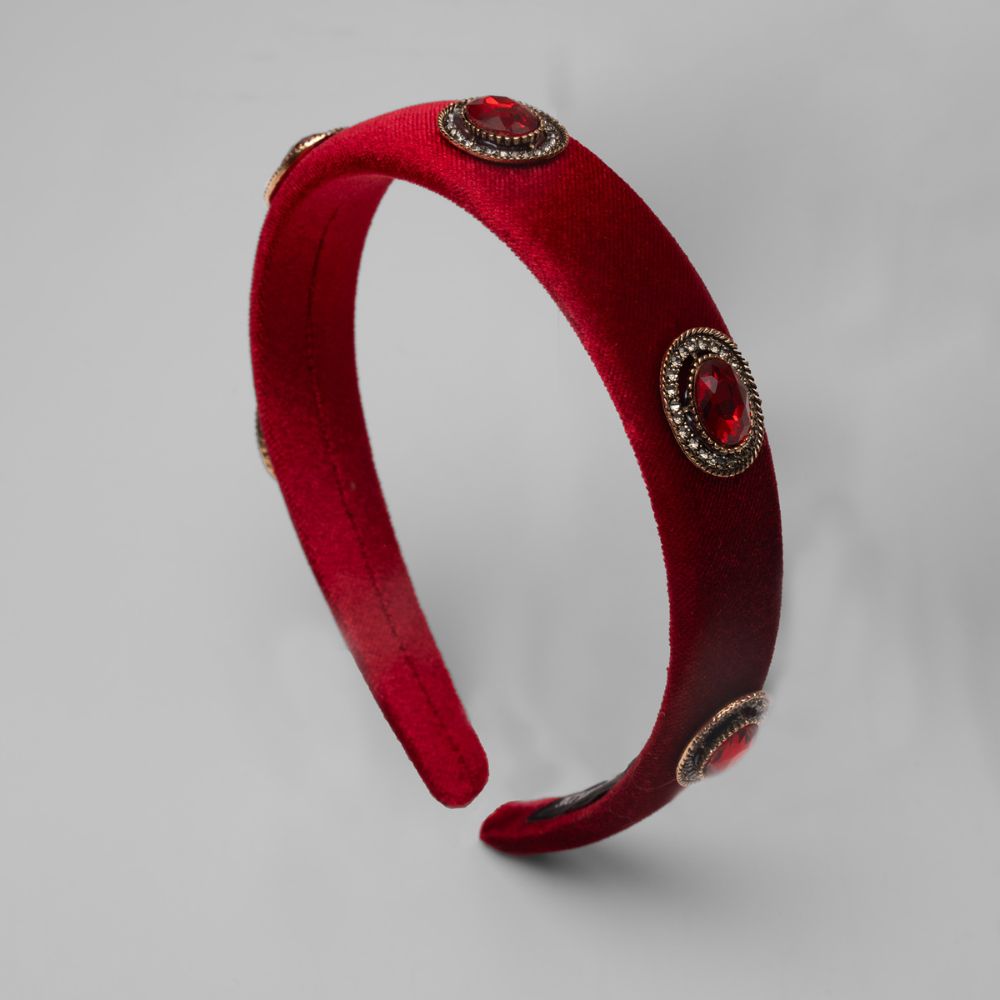 Crystal Studded Velvet Headband Crystals by Swarovski at Tegen Accessories