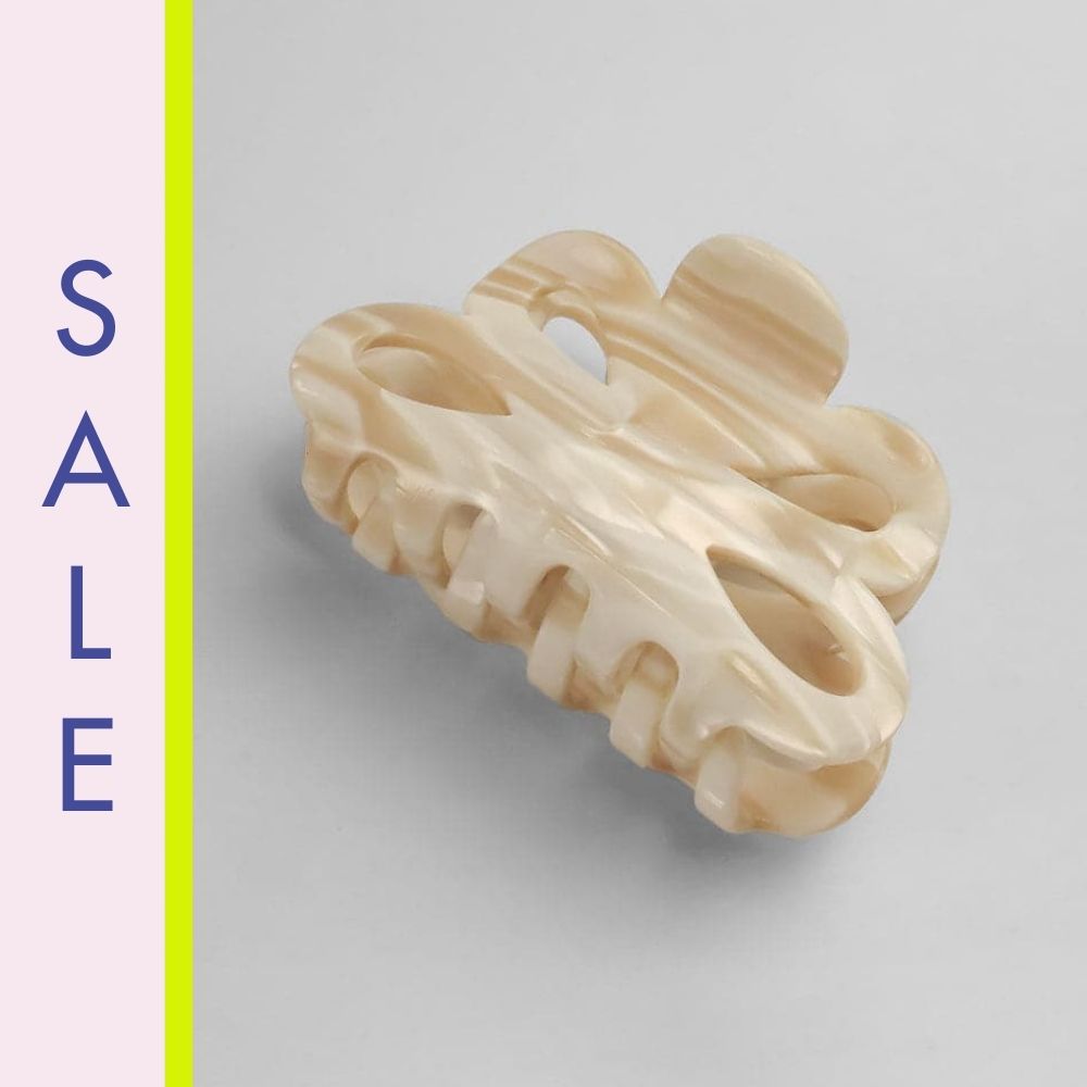Flower Hair Claw Clip for Long Hair in 8cm Vanilla Handmade French Hair Accessories at Tegen Accessories
