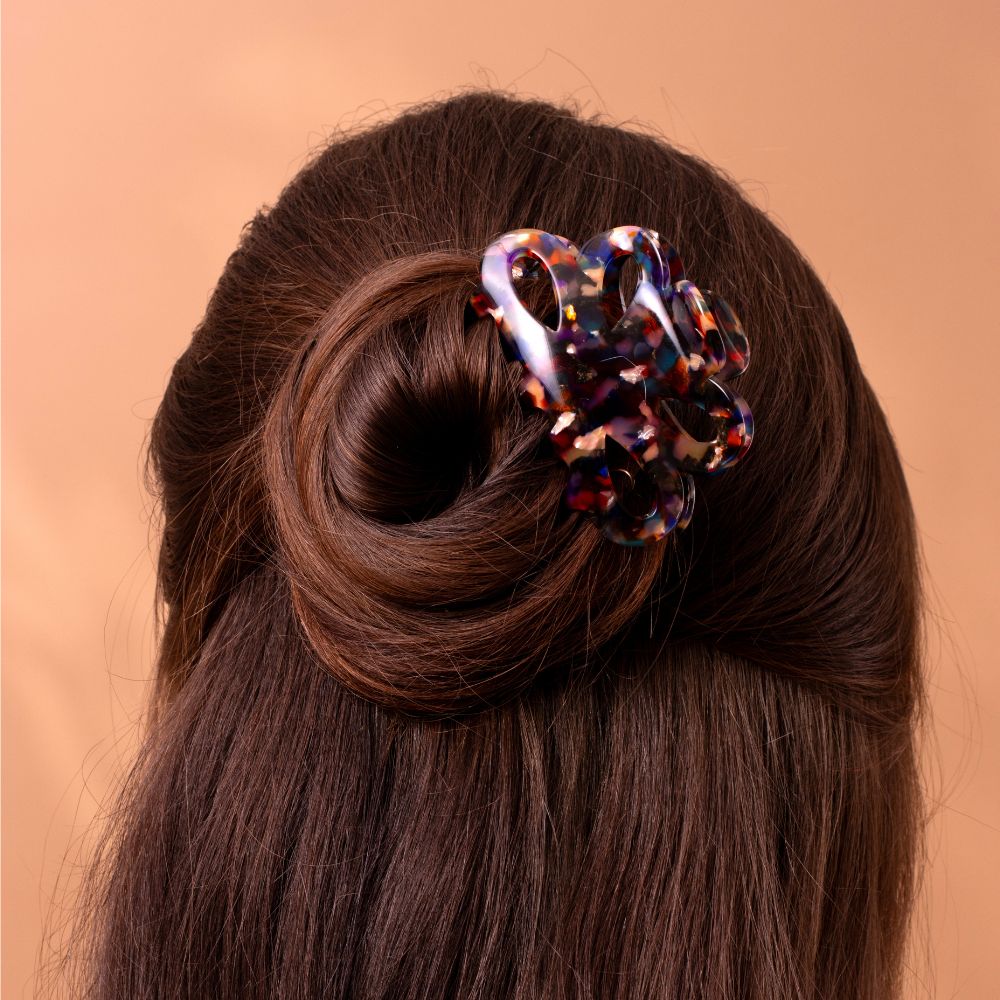 Flower Hair Claw Clip for Long Hair Handmade French Hair Accessories at Tegen Accessories |White Tokio