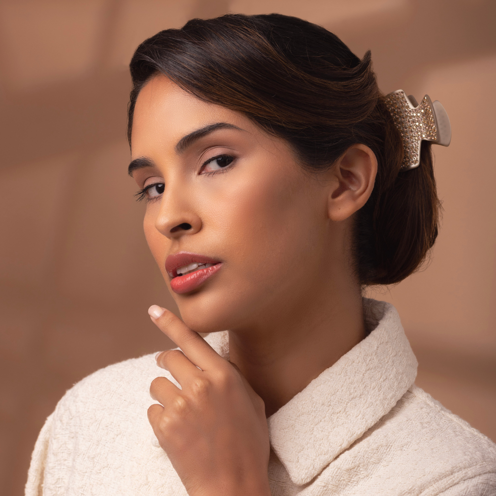 Limited Edition Handmade Swarovski Crystal Small Hair Claw Ooh La La! at Tegen Accessories|Champagne