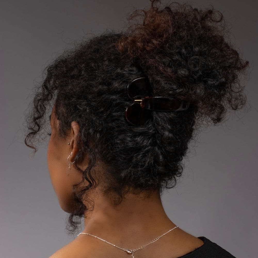 heart shape pelican clip curly hair |Tortoiseshell