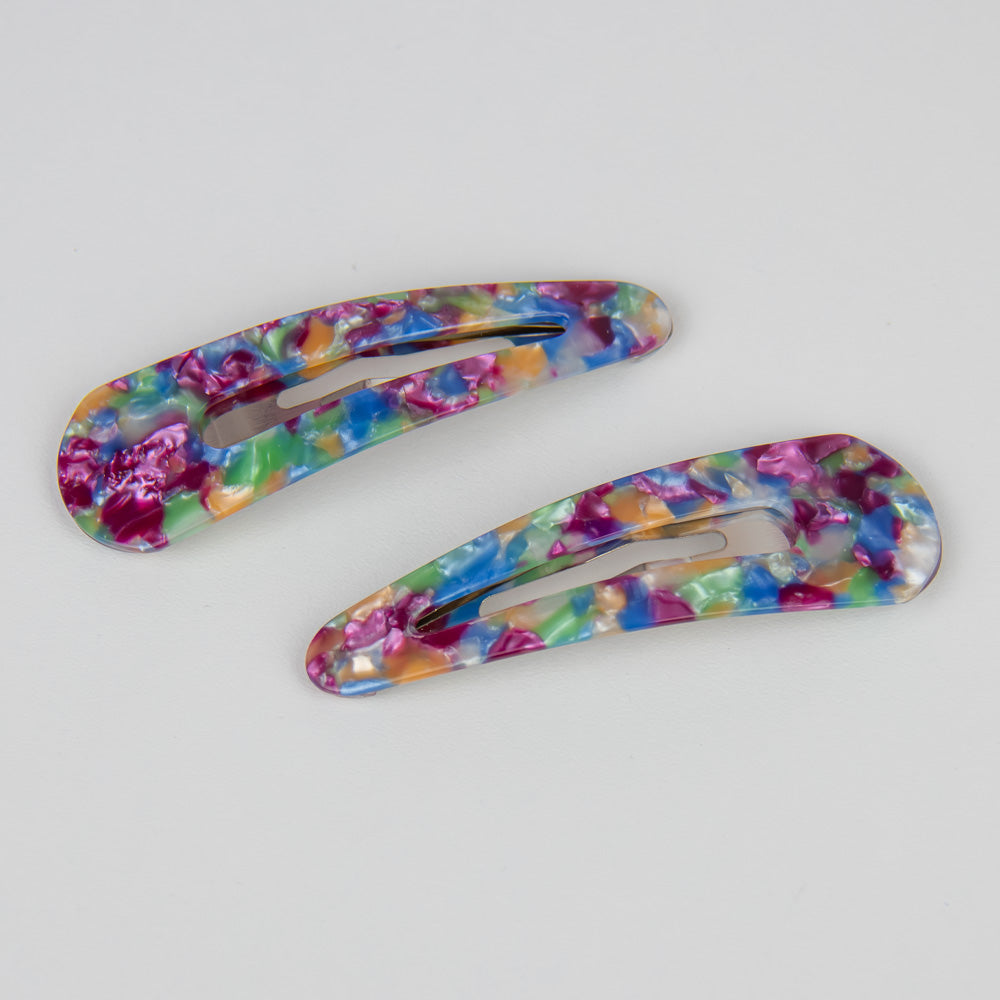 Limited Edition 2x 7cm Snap Clips 7cm Stardust Handmade French Hair Accessories at Tegen Accessories