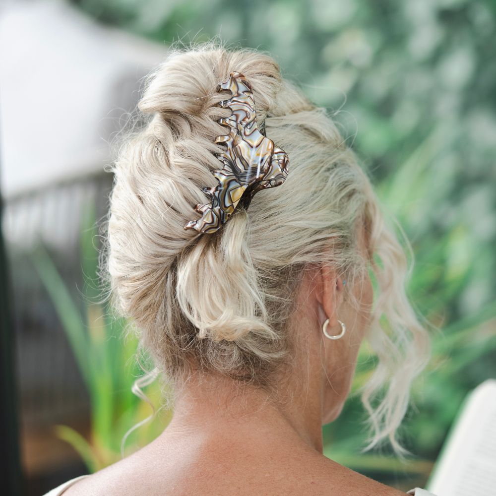 Long Narrow Fine Hair Claw Clip Handmade French Hair Accessories at Tegen Accessories | Opal