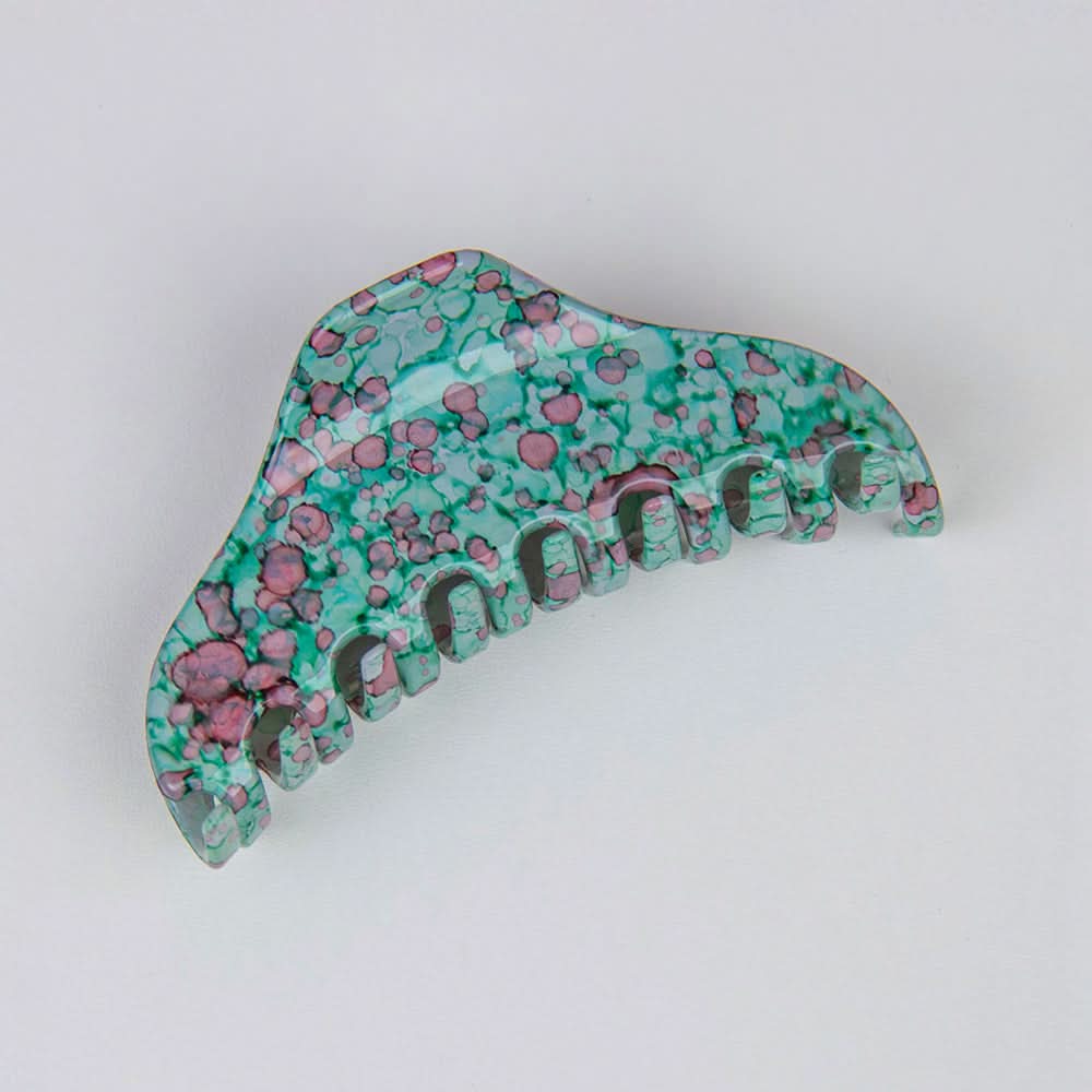 Medium claw clip with green and red pattern