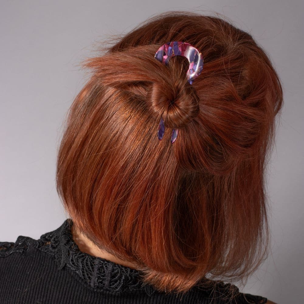 8cm waved French Hairpin at Tegen Accessories French Handmade |Berry Crush