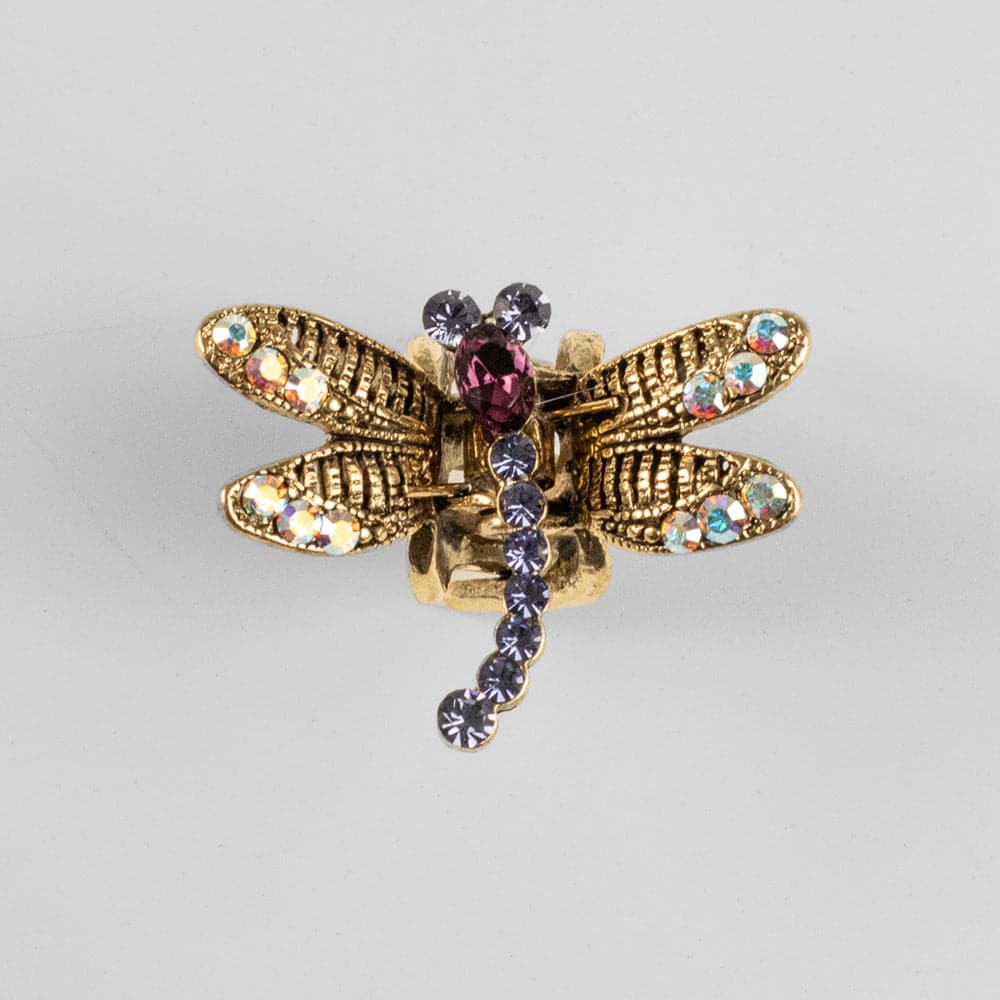 Mini Crystal Dragonfly Hair Claw Clip Crystal in Purple Crystal at Tegen Accessories