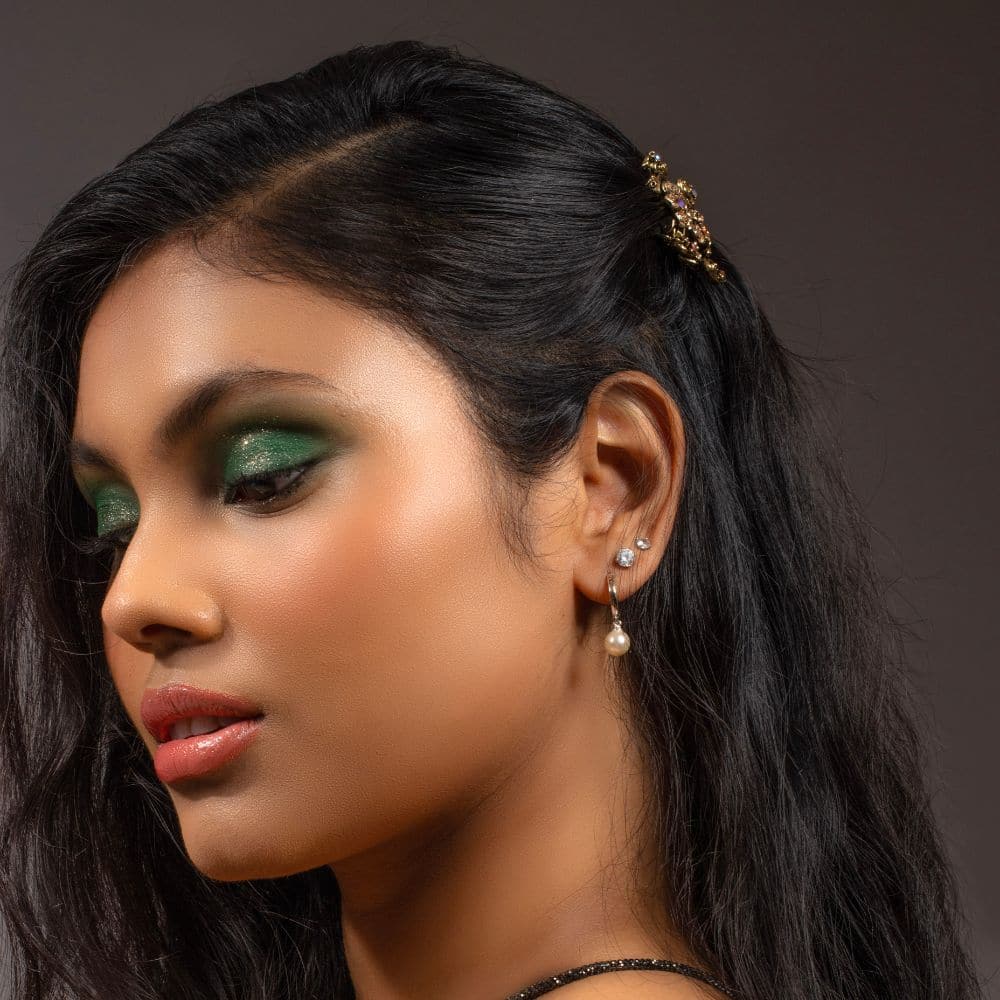 Mini Crystal Flower Hair Claw Clip Crystal in Rose Gold Crystal at Tegen Accessories