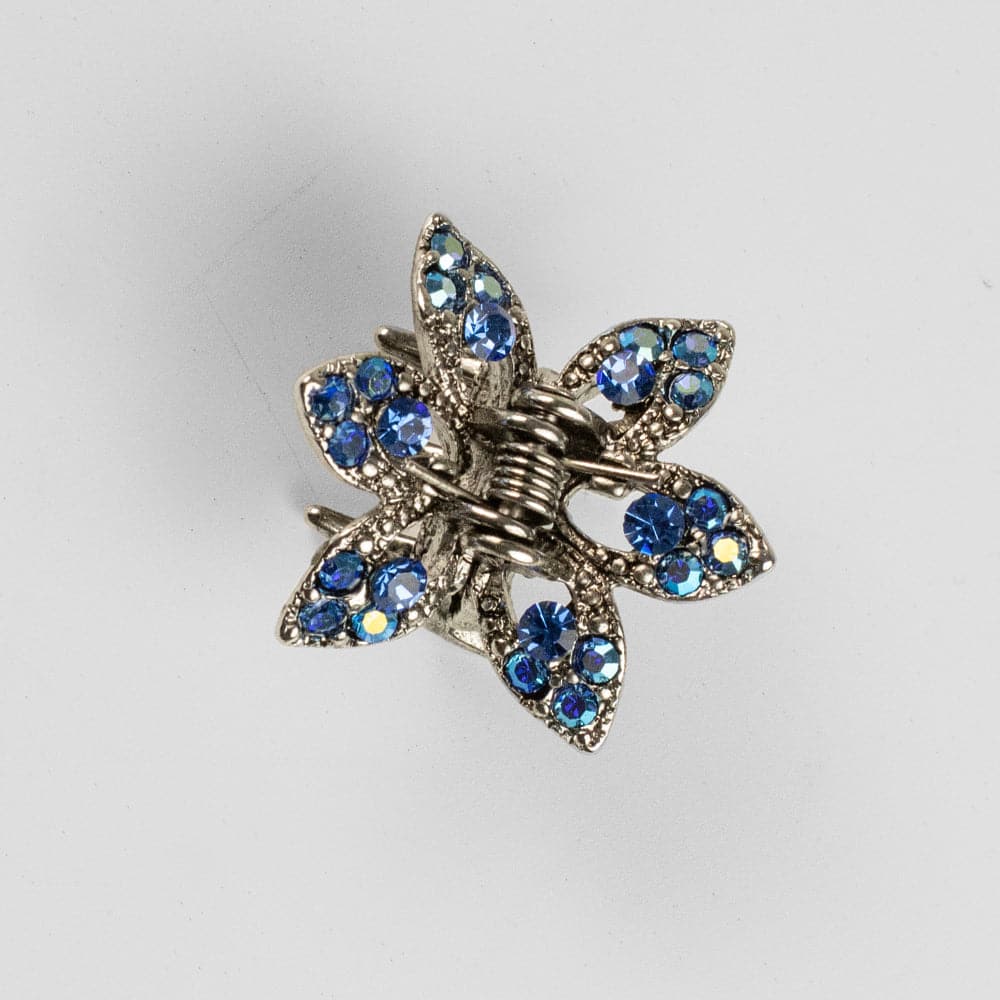 Mini Swarovski Crystal Maple Leaf Hair Claw Clip Swarovski Crystal in Navy Crystal at Tegen Accessories