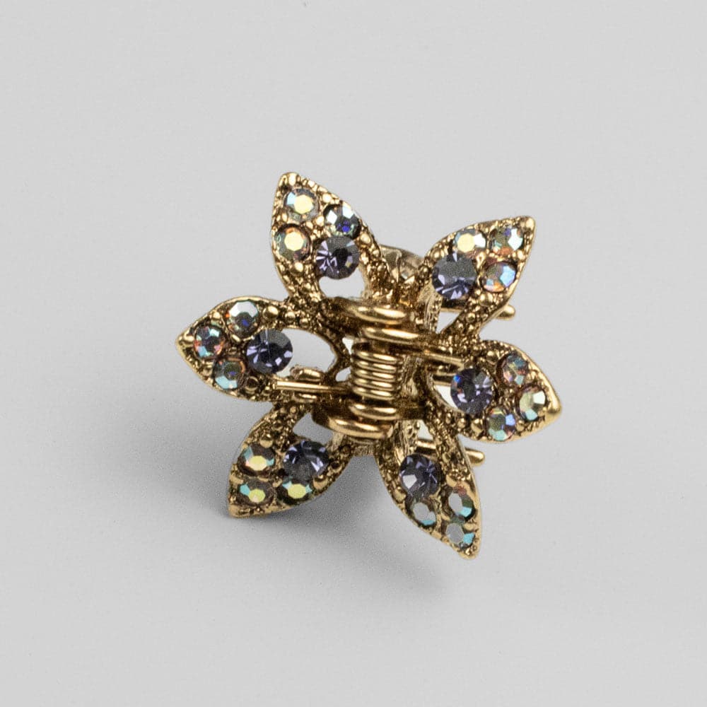 Mini Swarovski Crystal Maple Leaf Hair Claw Clip Swarovski Crystal in Fuchsia Crystal at Tegen Accessories