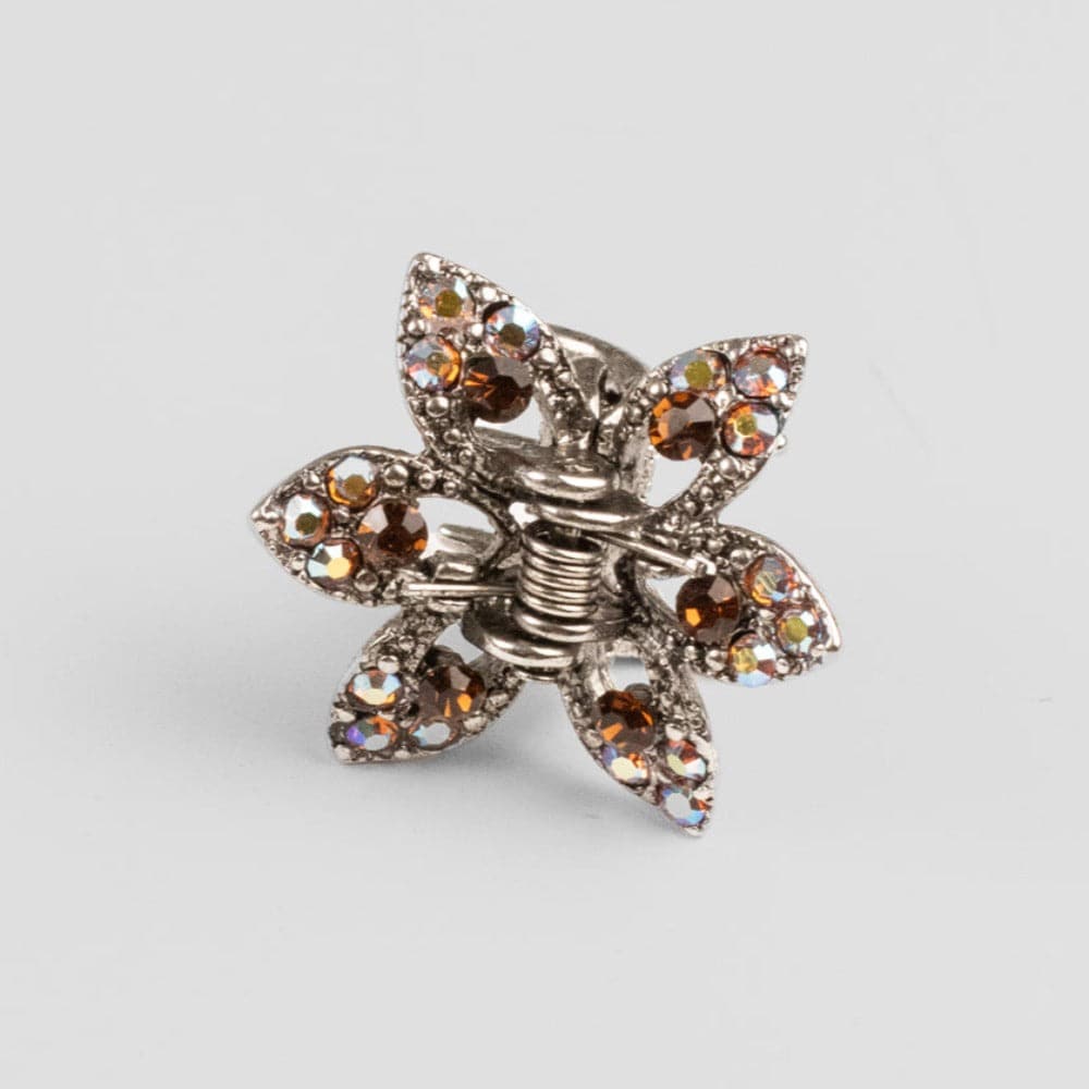 Mini Swarovski Crystal Maple Leaf Hair Claw Clip Swarovski Crystal in Clear Crystal at Tegen Accessories