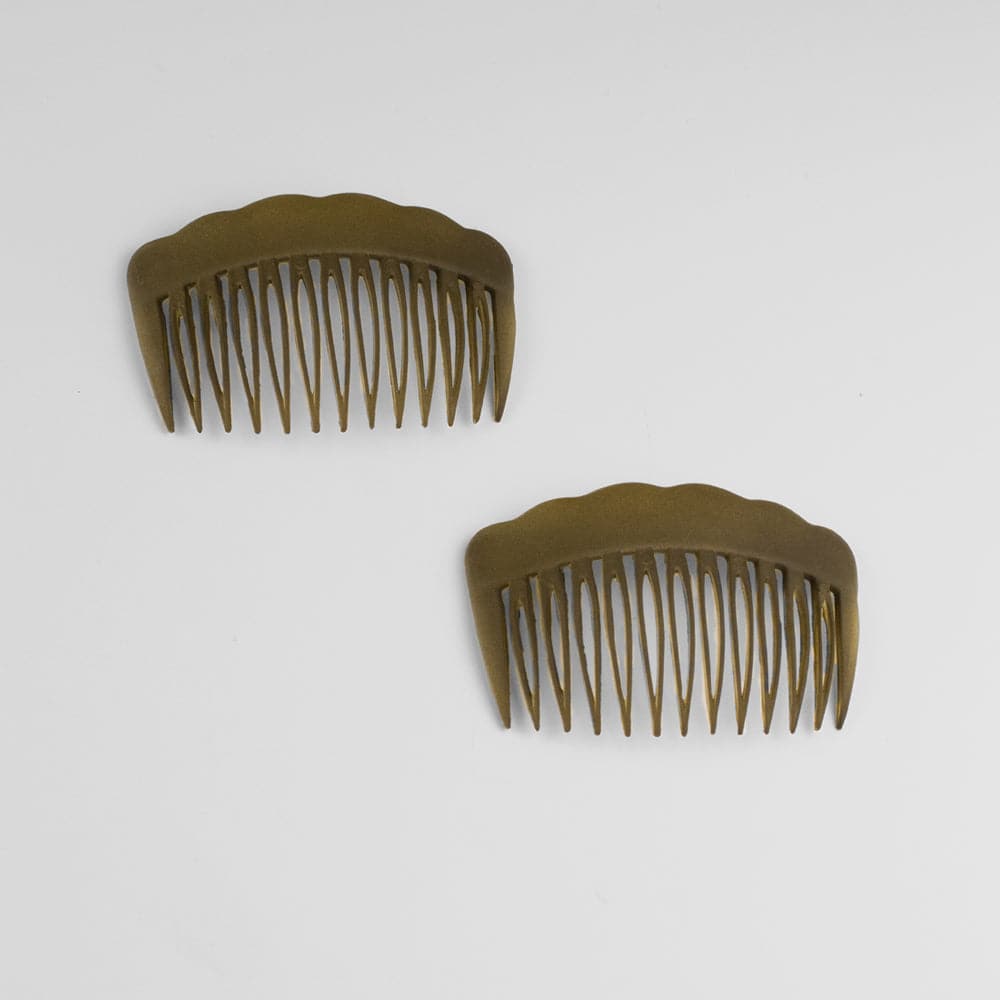 2x Matte Waved Edge Side Combs 7cm Olive French Hair Accessories at Tegen Accessories