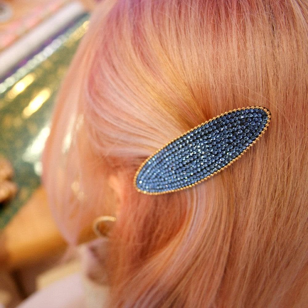 Oval Crystal Sparkle Snap Clip Crystal in at Tegen Accessories
