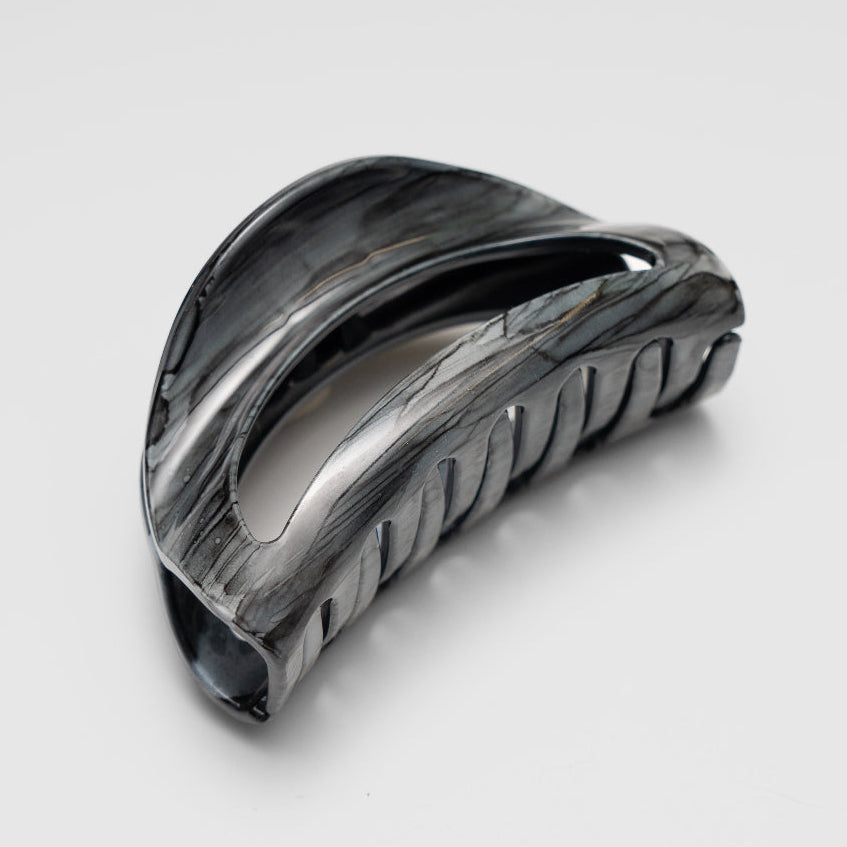 Hand painted Pebble grey medium D shape hair claw clip at Tegen Accessories