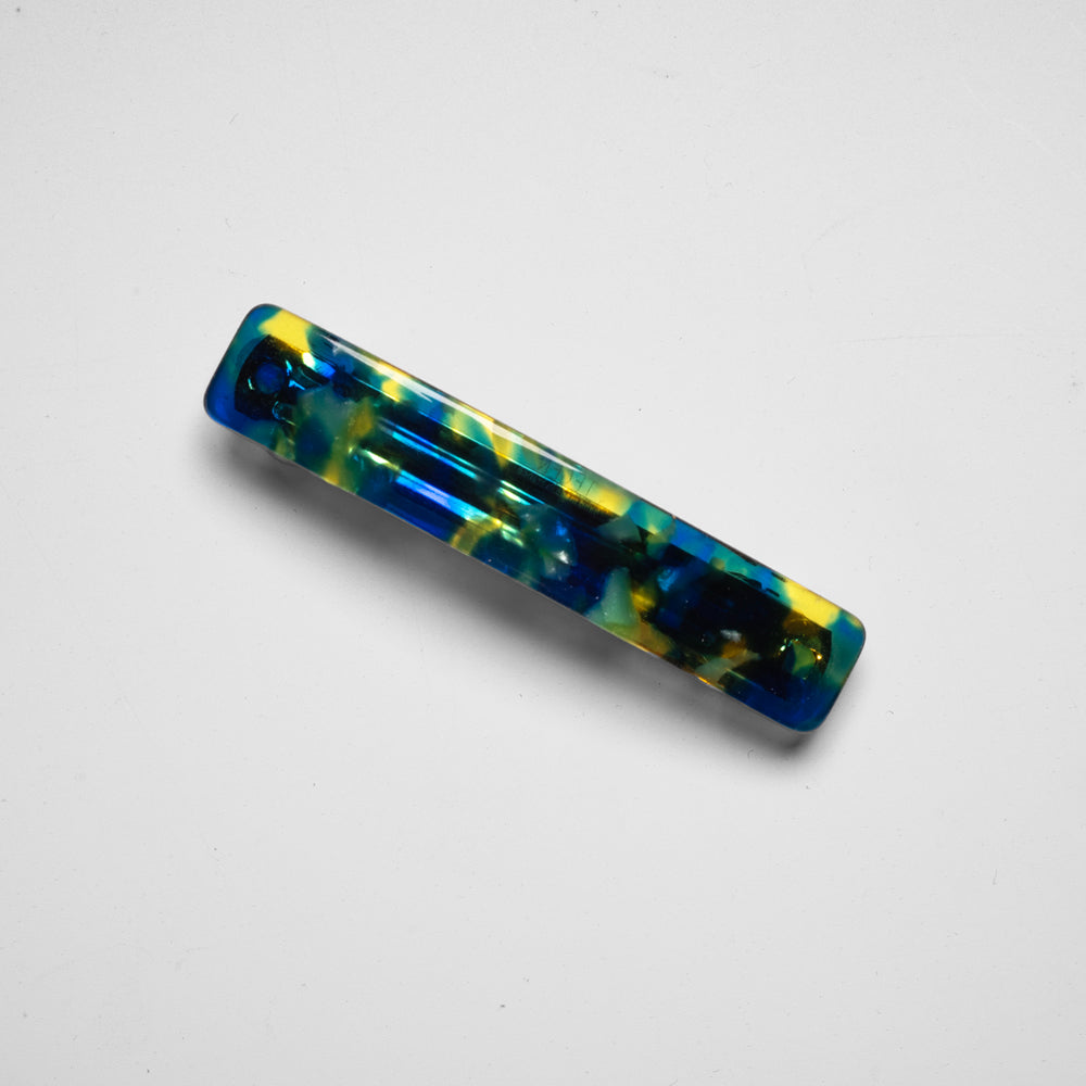 Mini barrette clip in Fruit Drop Blue and Green at Tegen Accessories