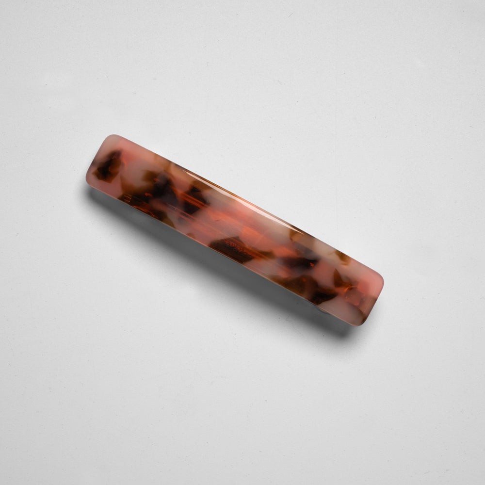 Mini barrette clip in Strawberry Bonbon Pink and Brown at Tegen Accessories