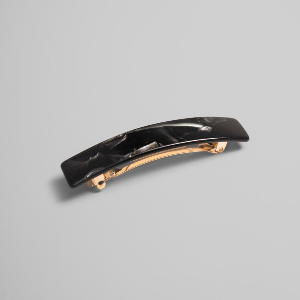 Small Barrette Clip in 9cm Black Marble Handmade French Hair Accessories at Tegen Accessories