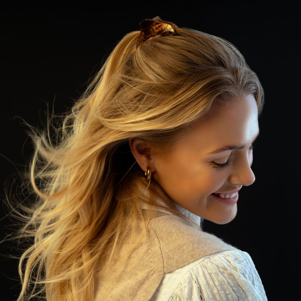 Hand Painted Small Hair Claw Clip for Fine Hair in Gold at Tegen Accessories