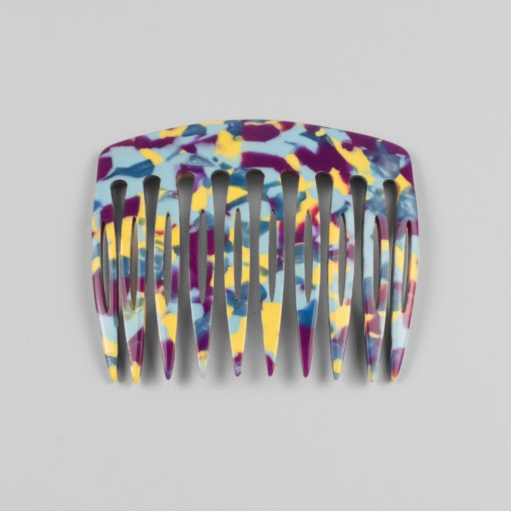 Special Edition Handmade 6cm Side Comb in 6cm Confetti Camo Handmade French Hair Accessories at Tegen Accessories