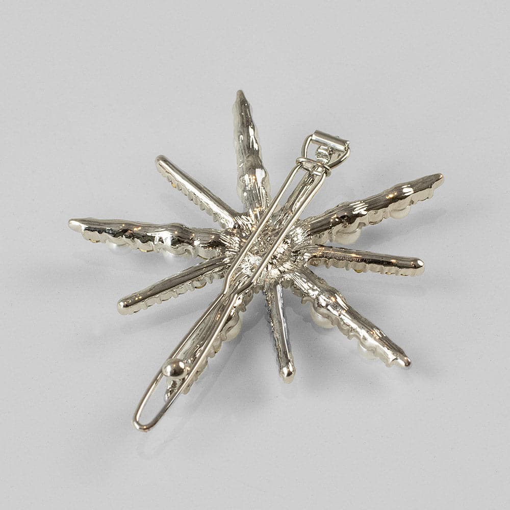 Starburst Crystal and Pearl Hair Clip Crystal at Tegen Accessories |Silver