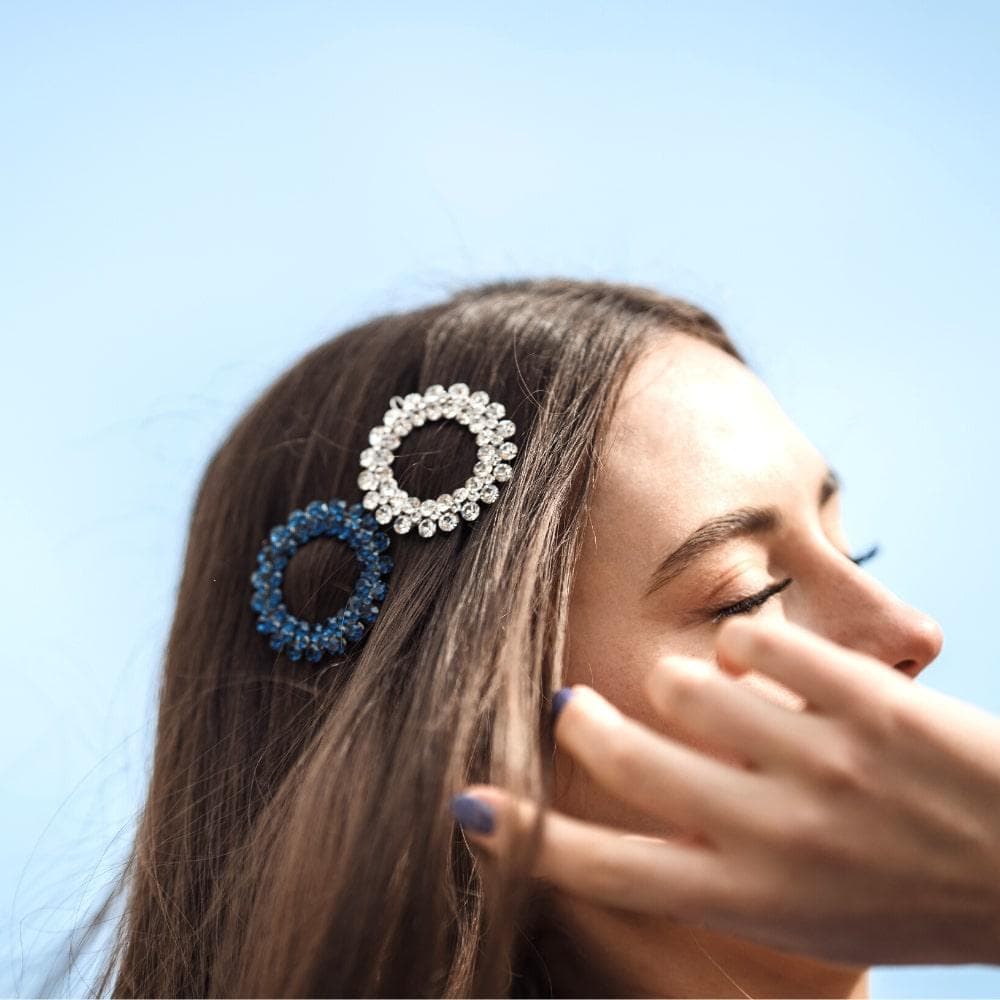 Statement Crystal Circle Hair Clip Crystal in at Tegen Accessories