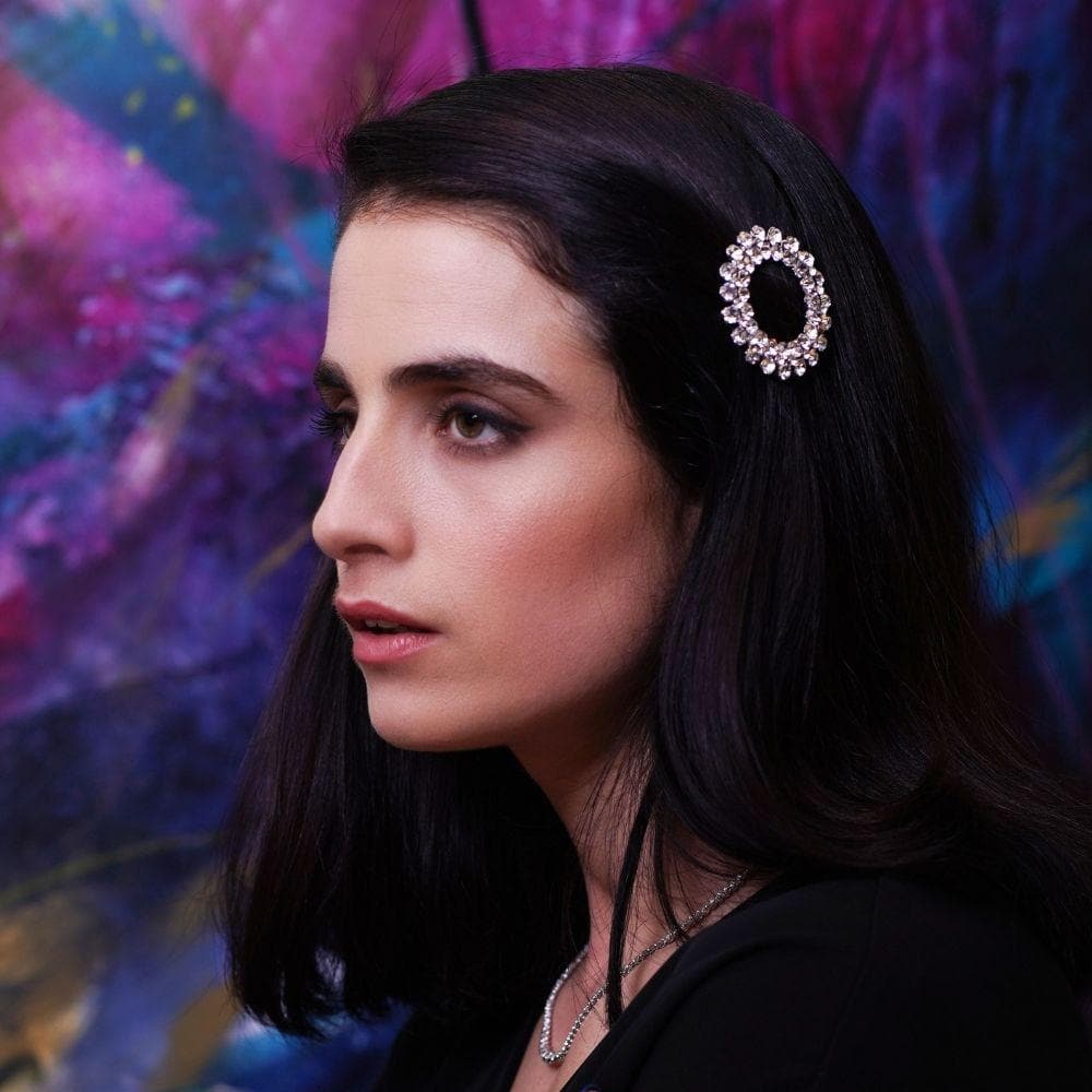 Statement Crystal Circle Hair Clip Crystal at Tegen Accessories |Clear Crystal