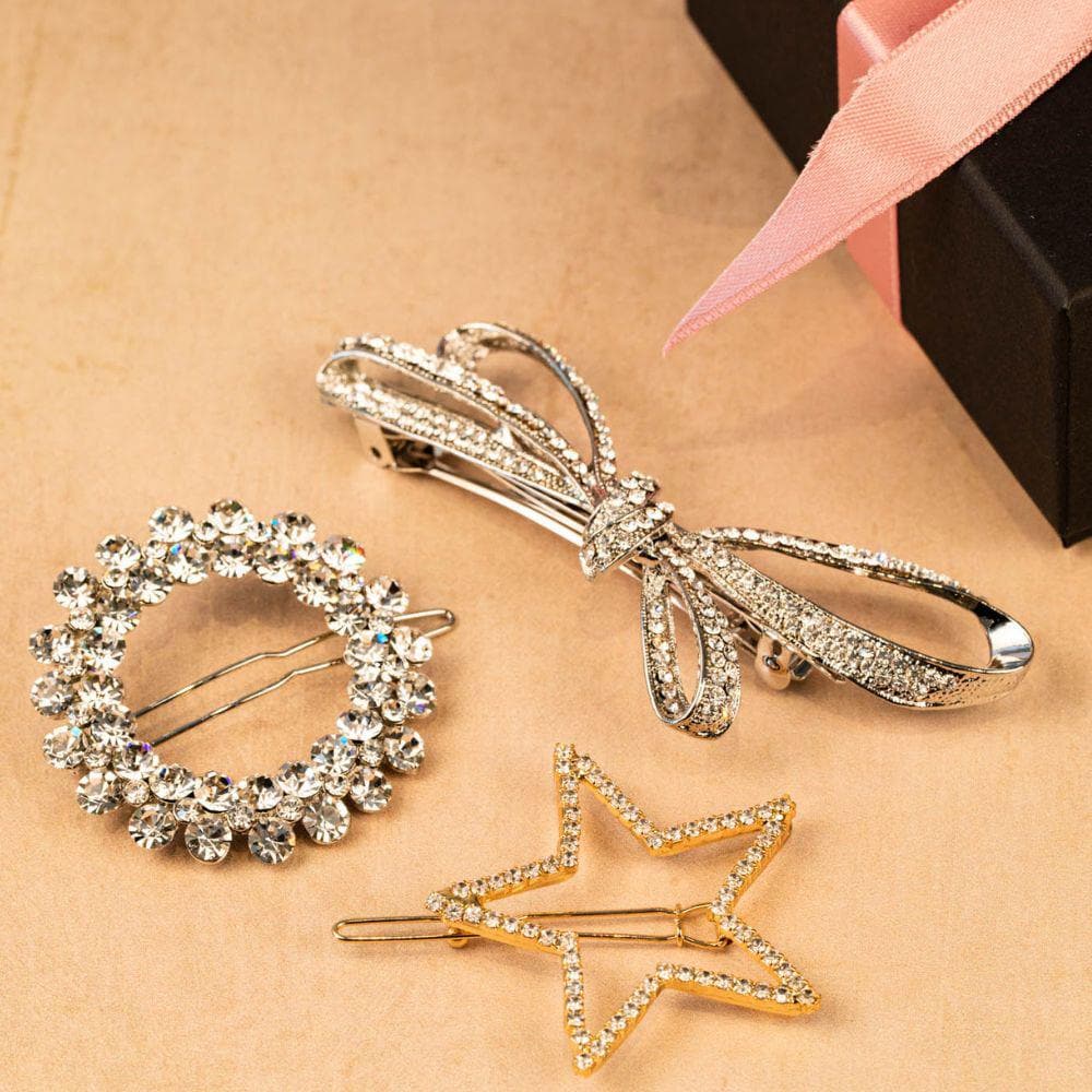 Statement Crystal Circle Hair Clip Crystal at Tegen Accessories |Clear Crystal