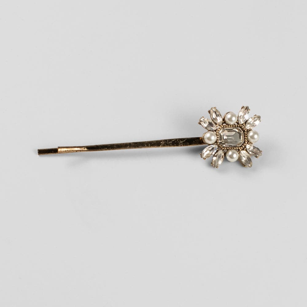 Swarovski Crystal Art Deco Hair Slide Swarovski Crystal in Pearl at Tegen Accessories