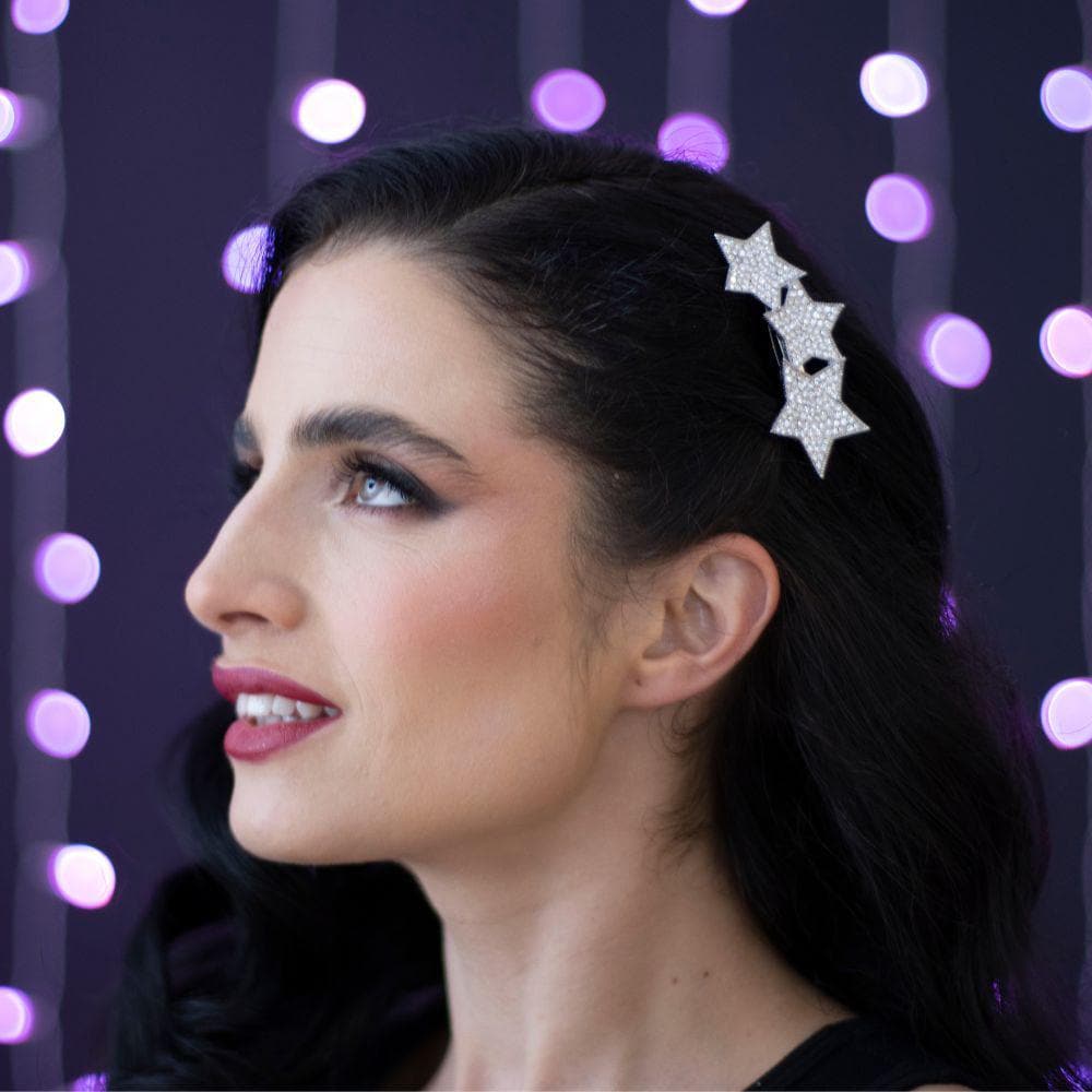 Swarovski Crystal Triple Star Barrette Clip Swarovski Crystal in 7cm at Tegen Accessories