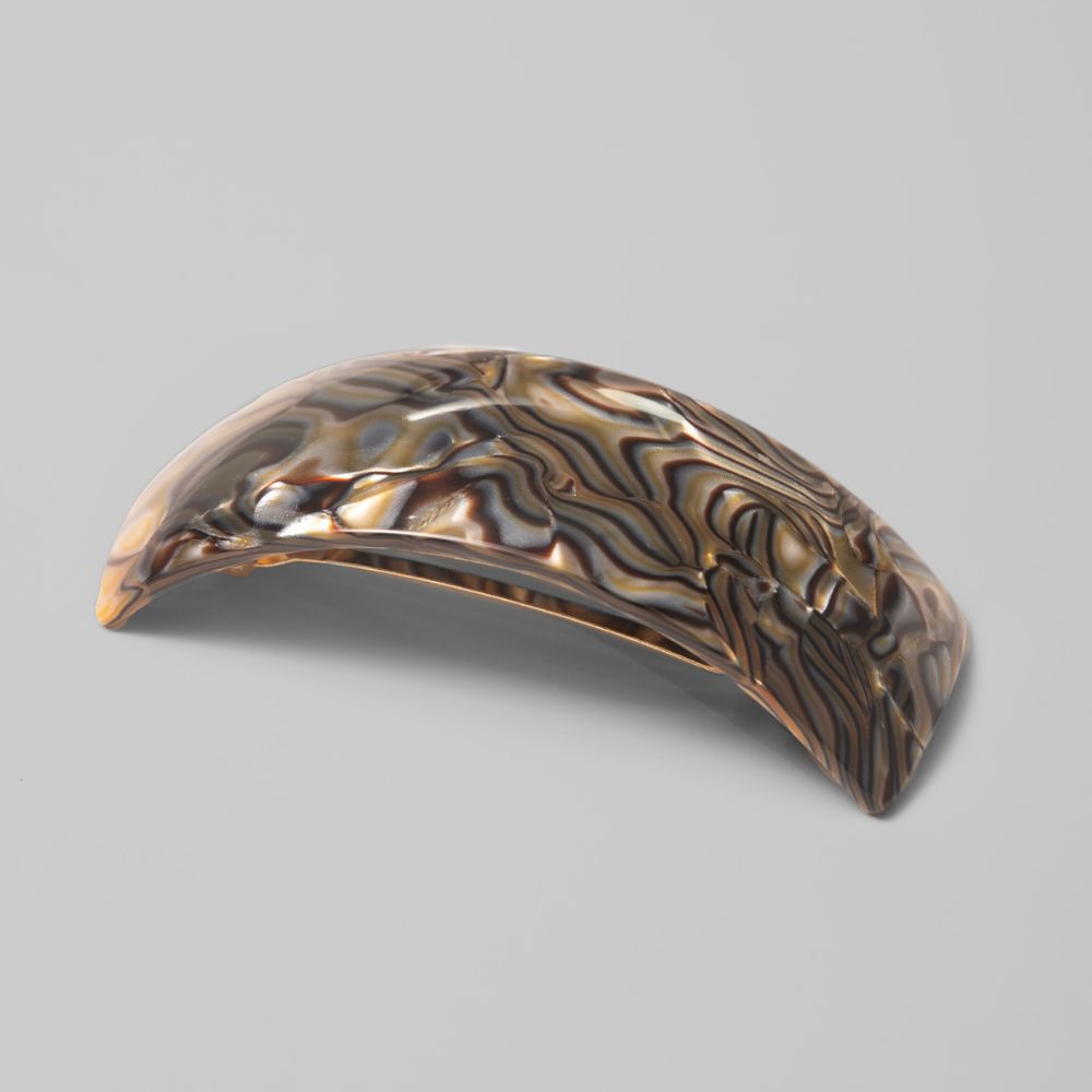 Wide Arched Barrette Clip in 11cm Onyx Handmade French Hair Accessories at Tegen Accessories