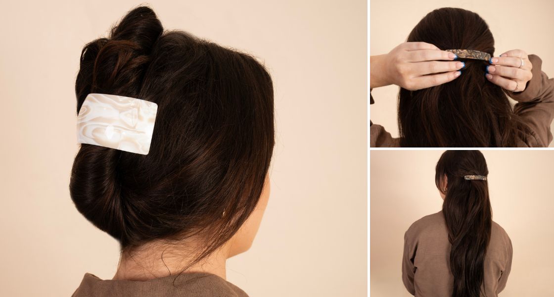 Styling hair extensions with hair accessories, by TEGEN