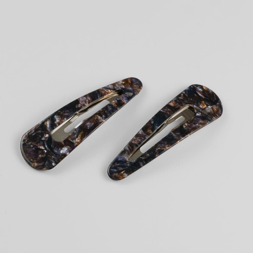 2x 7cm Snap Clips in 7cm Midnight Fossil Handmade French Hair Accessories at Tegen Accessories