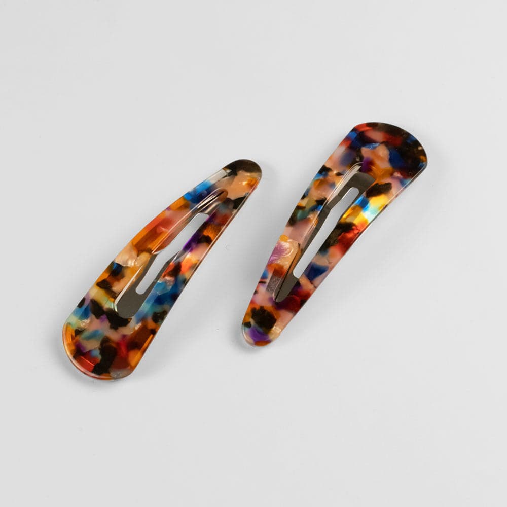 2x 7cm Snap Clips in 7cm Stained Glass Handmade French Hair Accessories at Tegen Accessories