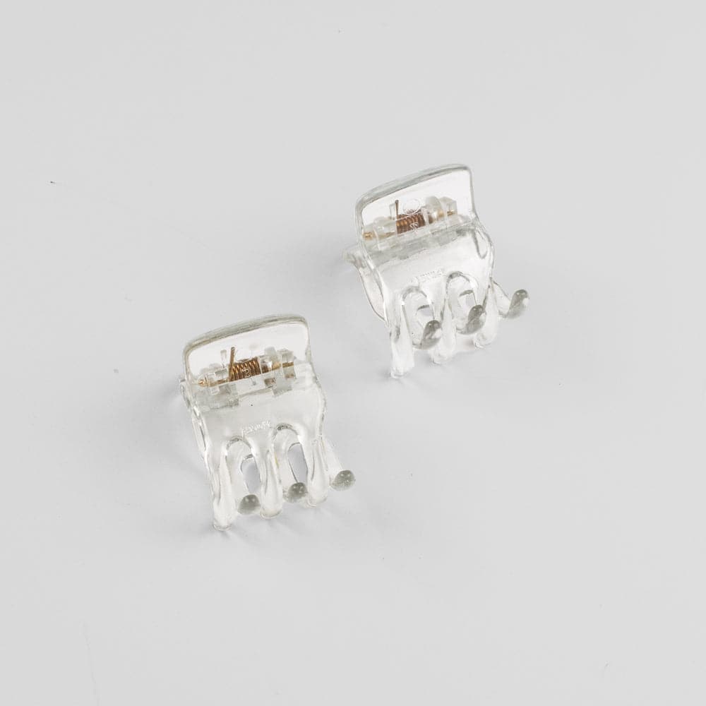 2x Mini Hair Claw Clips in Clear Essentials French Hair Accessories at Tegen Accessories